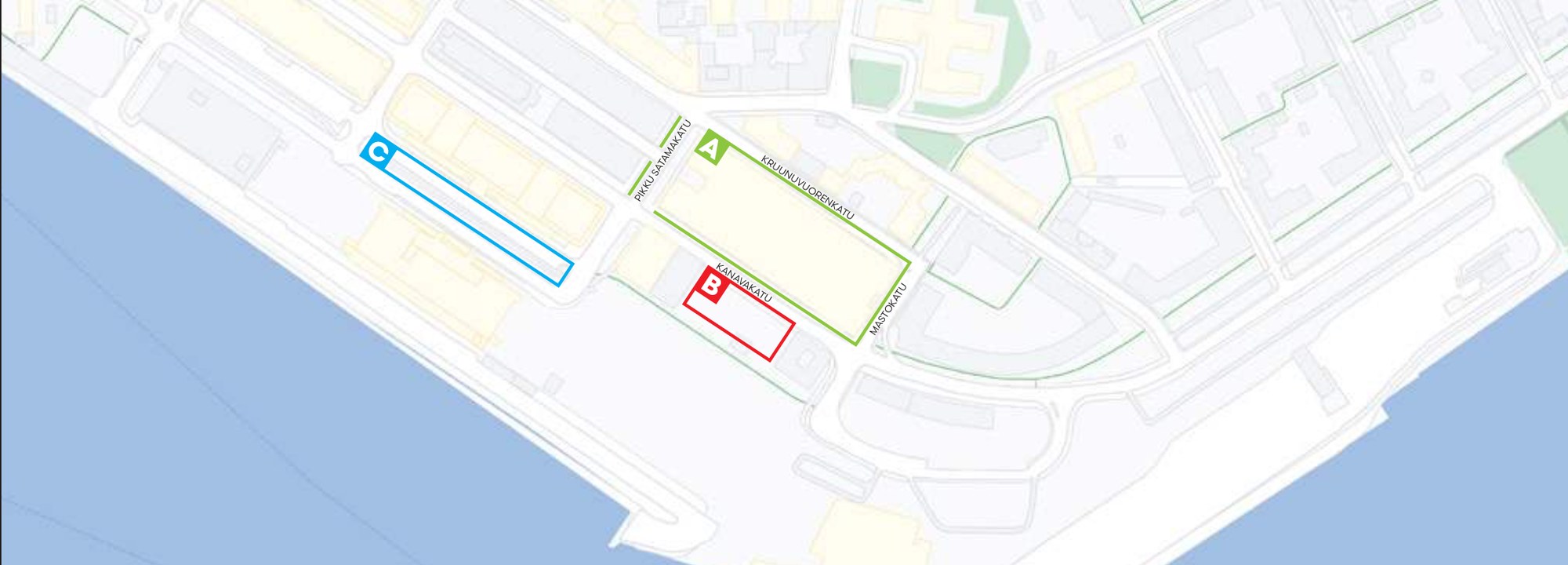 Parking areas A, B and C